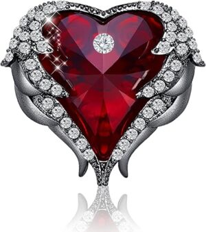 Yeap Yeap Red Heart Crystal Brooch