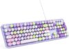 MOWUX Retro USB Wired Typewriter Keyboard – Purple