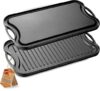 NutriChef Reversible Cast Iron Griddle Pan, Black