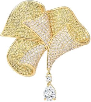 UNVAK Rhinestone Flower Brooch Pin