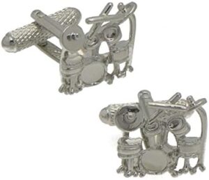 AJ Fashion Rhodium Plated Drum Set Cufflinks