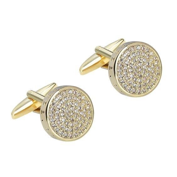 RKC JEWELRY Gold Plated Round Cufflinks - Image 2