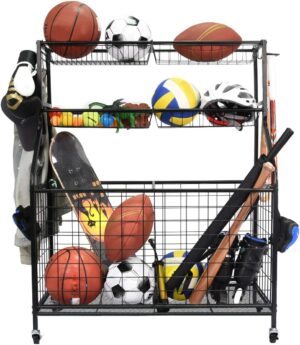 Kinghouse Rolling Steel Sports Ball Storage Cart