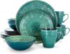 Elama Round Embossed Stoneware Dinnerware Set, 16 Piece