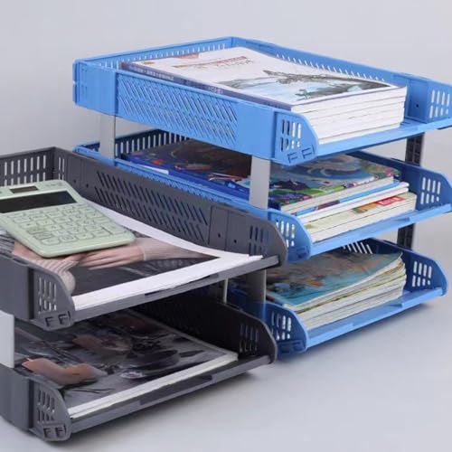 Saiuaal Grey 3-Tier Stackable Office Desk Organizer - Image 3