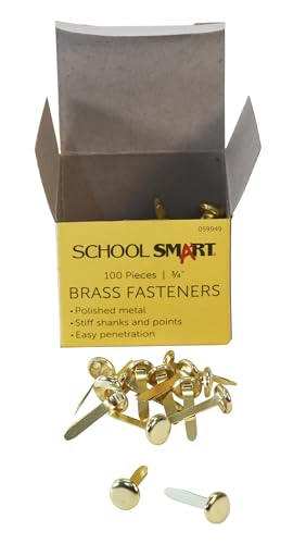School Smart Brass Plated Fasteners, 3/4 inch, 100-Pack - Image 5