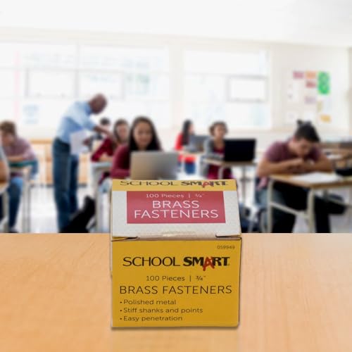 School Smart Brass Plated Fasteners, 3/4 inch, 100-Pack - Image 2