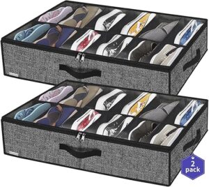 Onlyeasy Set of 2 Under Bed Shoe Organizers