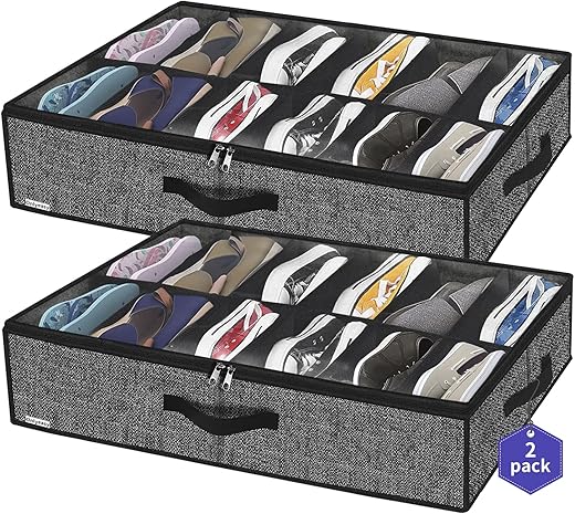 Onlyeasy Set of 2 Under Bed Shoe Organizers