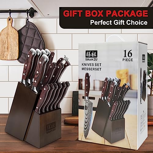 SHAN ZU 16-Piece Japanese High Carbon Knife Set - Image 5
