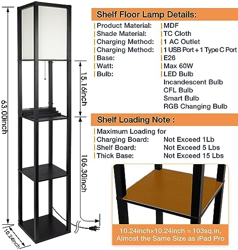 SHINE HAI 3-in-1 Shelf Floor Lamp with USB - Image 3