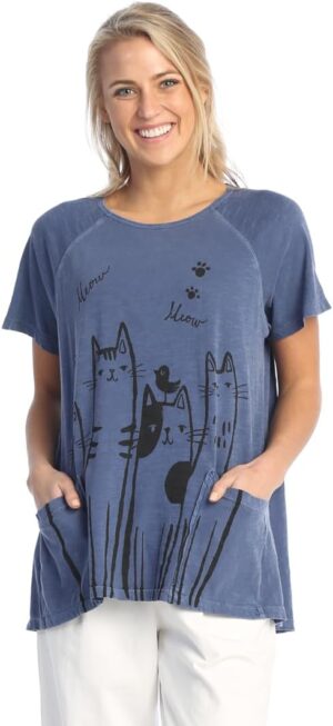 Jess & Jane Short-Sleeve Cotton Slub Weekend Top