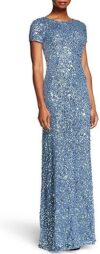 Adrianna Papell Short-Sleeve Sequin Gown