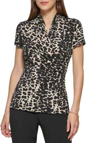 DKNY Short Sleeve Side Ruche Top