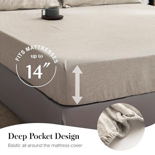 Simple&Opulence Washed Linen Queen Sheet Set, 4 Pcs - Image 5