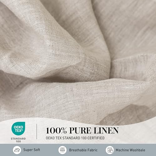 Simple&Opulence Washed Linen Queen Sheet Set, 4 Pcs - Image 2