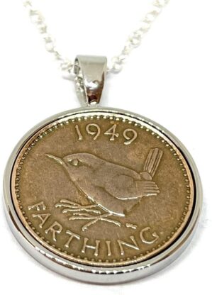 OCC Old Coin Cufflinks Solid Pendant 1949 Lucky Farthing Necklace