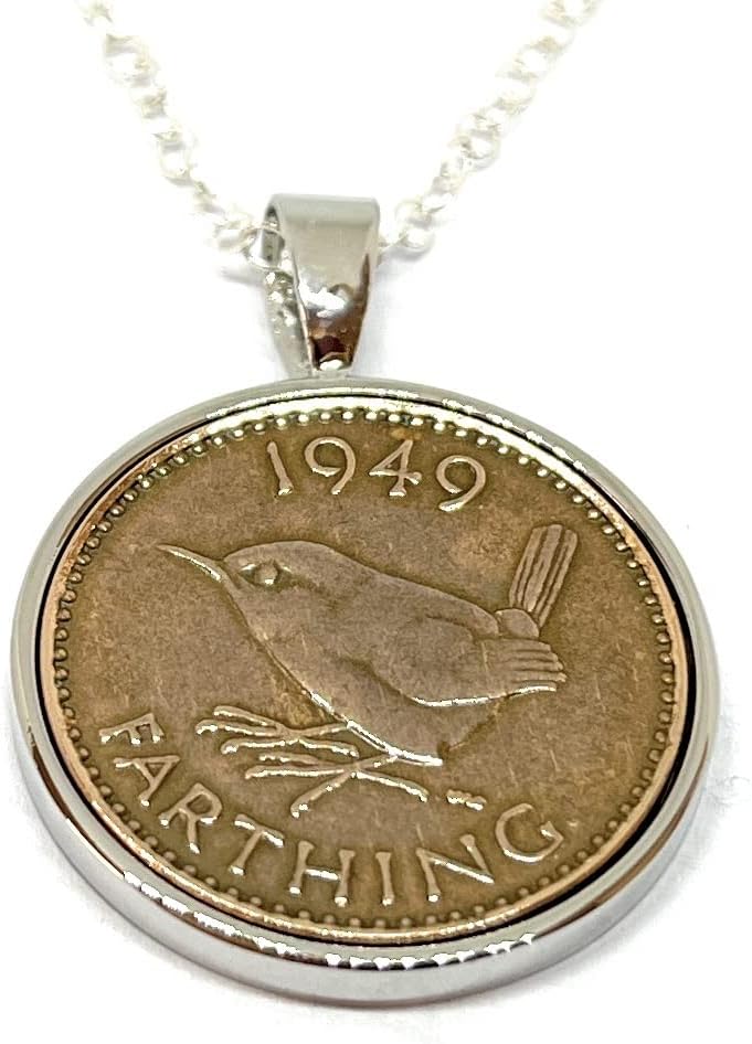 OCC Old Coin Cufflinks Solid Pendant 1949 Lucky Farthing Necklace