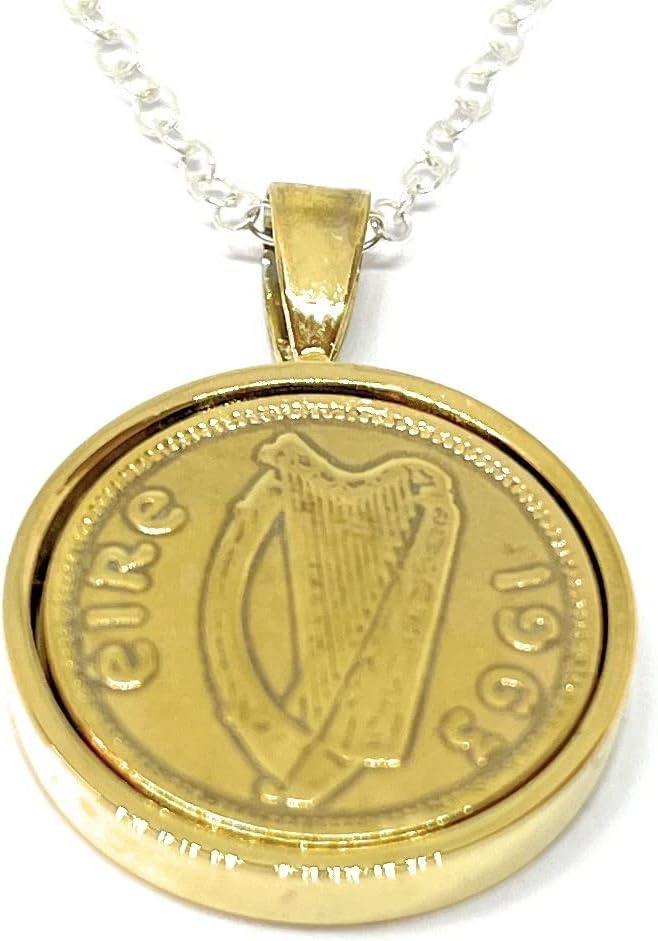 OCC Old Coin Cufflinks Solid Pendant 1963 Gold Plated Irish Threepence