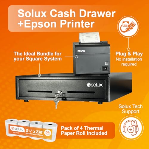 SOLUX Square POS Hardware Bundle: Drawer & Printer - Image 2