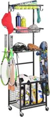 PLKOW Sports Equipment Storage Rack with Hooks