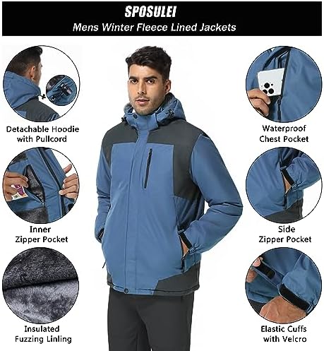 SPOSULEI Men's Waterproof Ski Jacket with Hood - Image 5
