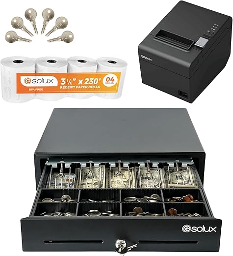 SOLUX Square POS Hardware Bundle: Drawer & Printer