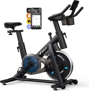 MERACH Stationary Bike with App and Dumbbell Rack