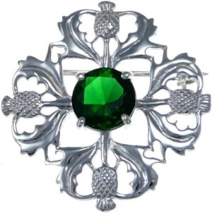 Alexander Castle Thistle Emerald CZ Stone Brooch