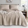 KASENTEX Stone Washed Lightweight Quilt Set, Camel