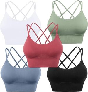 Evercute Strappy Padded Cross Back Sport Bras