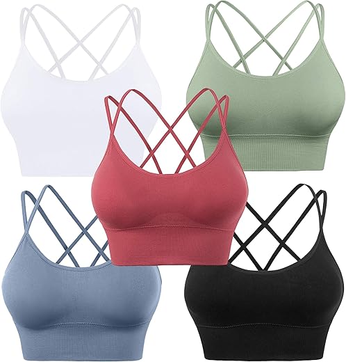 Evercute Strappy Padded Cross Back Sport Bras