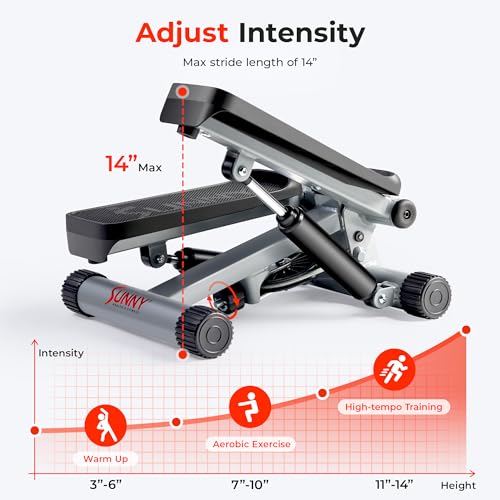 Sunny Health & Fitness Mini Stepper with Resistance Bands & App - Image 3