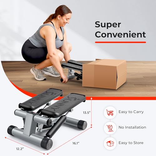 Sunny Health & Fitness Mini Stepper with Resistance Bands & App - Image 5