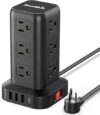 SMALLRT Surge Protector Power Strip Tower, 12 AC 4 USB