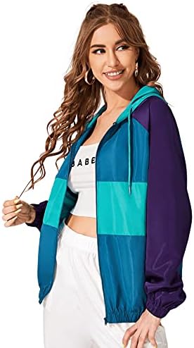 SweatyRocks Women's Lightweight Patchwork Windbreaker Jacket - Image 3