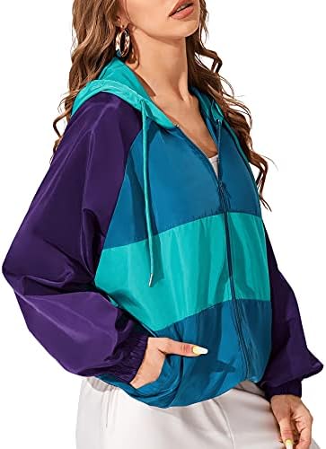 SweatyRocks Women's Lightweight Patchwork Windbreaker Jacket - Image 4
