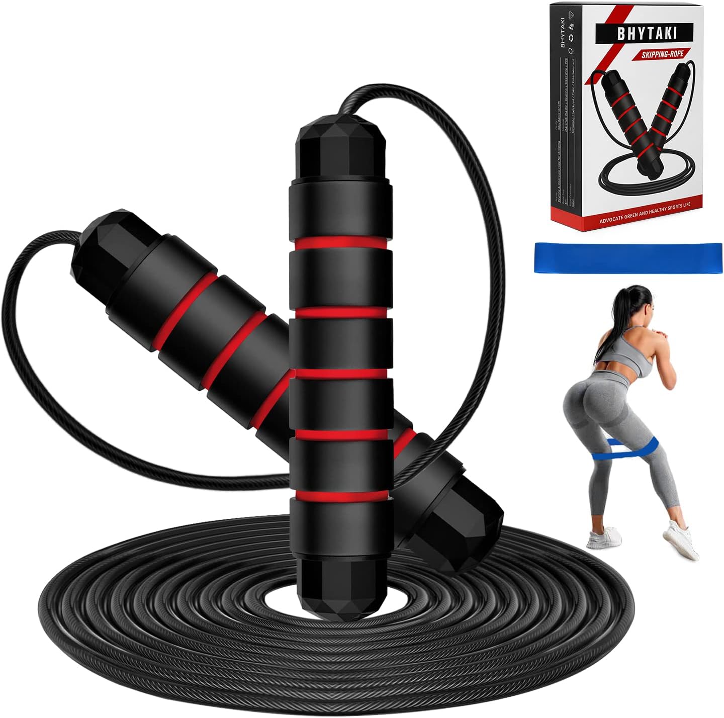 BHYTAKI Tangle-Free Speed Jump Rope with Foam Handles