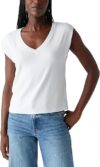 Michael Stars Tati V-Neck Power Shoulder Top