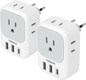 TESSAN European Travel Plug Adapter, 2-Pack