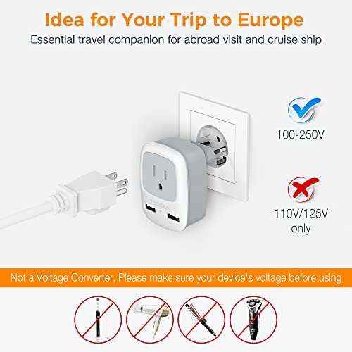 TESSAN European Travel Plug Adapter, 3 Pack - Image 5