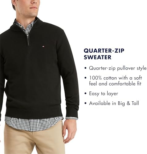 Tommy Hilfiger Men's Long Sleeve Cotton Quarter Zip Pullover - Image 3