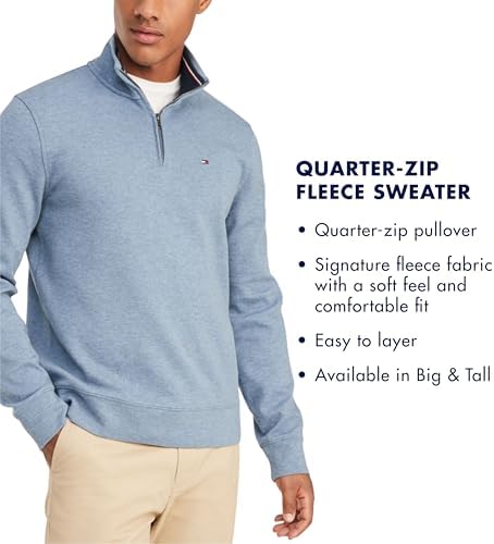 Tommy Hilfiger Men's Long Sleeve Fleece Quarter Zip Pullover Sweatshirt - Image 4