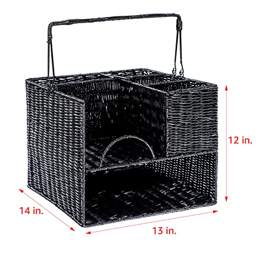 Trademark Innovations Black Rattan Tabletop Organizer and Caddy - Image 2