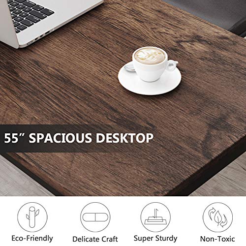 Tribesigns 55 inch Rustic Brown Office Desk - Image 5
