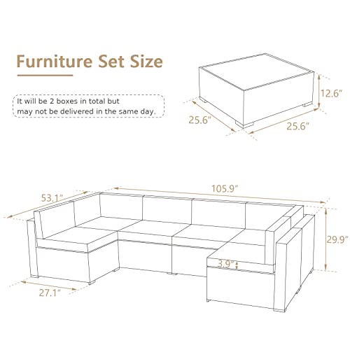 U-MAX 7-Piece Outdoor Wicker Sectional Sofa Set - Image 4
