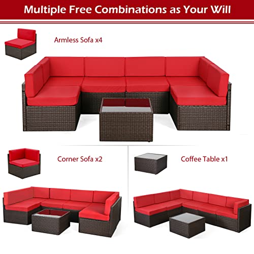 U-MAX 7-Piece Outdoor Wicker Sectional Sofa Set - Image 2