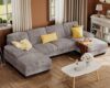 Furmax U-Shaped Grey Linen 4-Seat Sofa