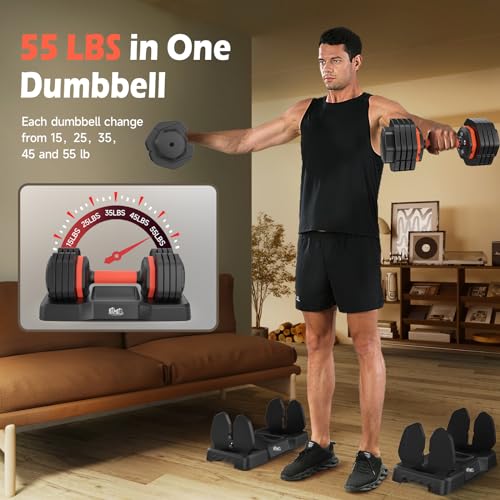 UKEEP Adjustable Dumbbells Set, 5-55LB Pair for Home Gym - Image 3