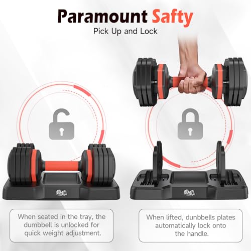 UKEEP Adjustable Dumbbells Set, 5-55LB Pair for Home Gym - Image 4